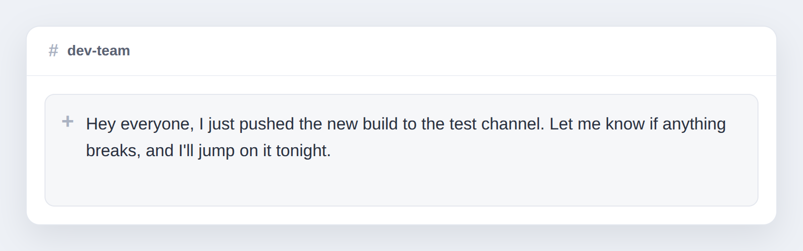A chat message composer with a dictated message that has commas, a period, and capital letters added automatically, ready to send